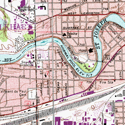 Topographic Map of Trinity Church, IN