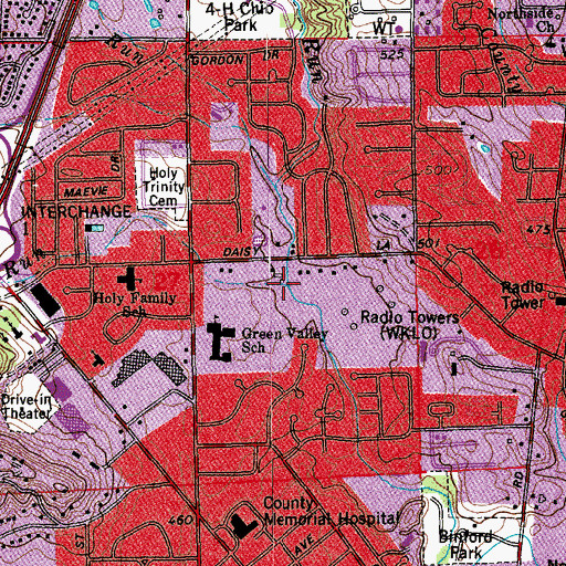Topographic Map of Trinity Run, IN