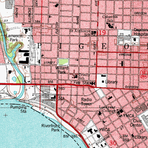 Topographic Map of Trinity School, IN