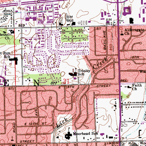 Topographic Map of Trinity Lutheran School, IN