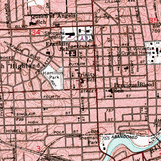 Topographic Map of Trinity Lutheran School, IN