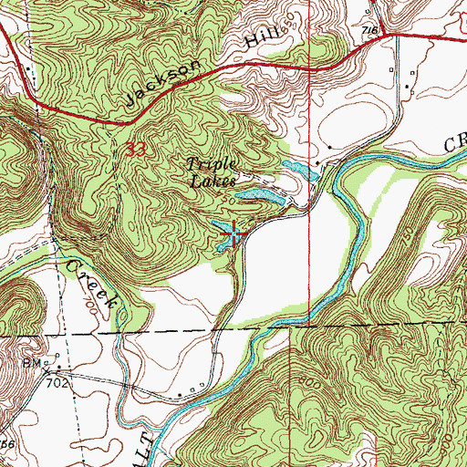 Topographic Map of Triple Lakes, IN