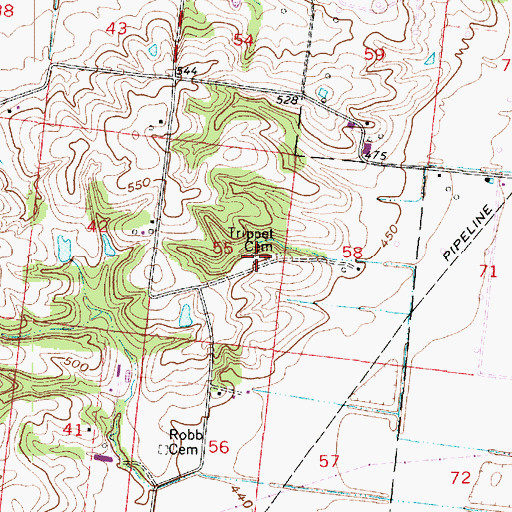 Topographic Map of Trippet Cemetery, IN