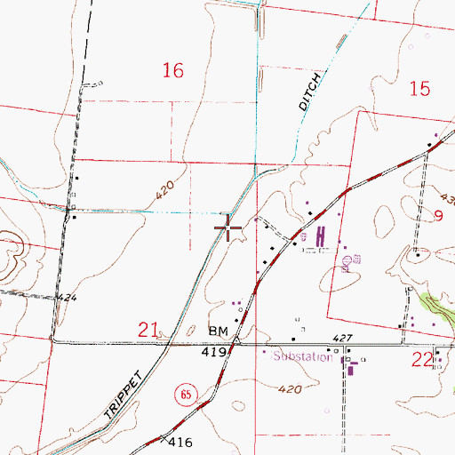 Topographic Map of Trippet Ditch, IN