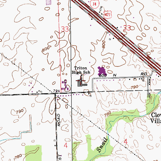 Topographic Map of Triton Central High School, IN