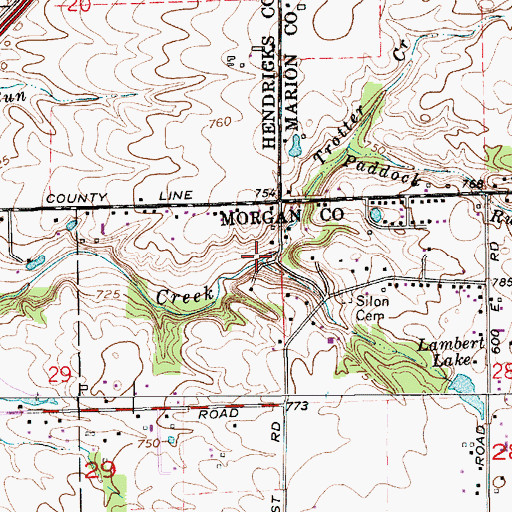 Topographic Map of Trotter Creek, IN