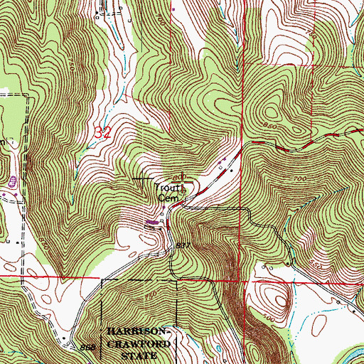Topographic Map of Trout Cemetery, IN