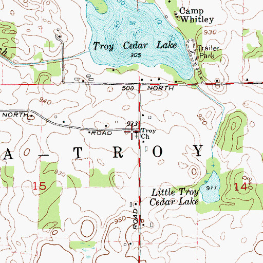 Topographic Map of Troy Church, IN