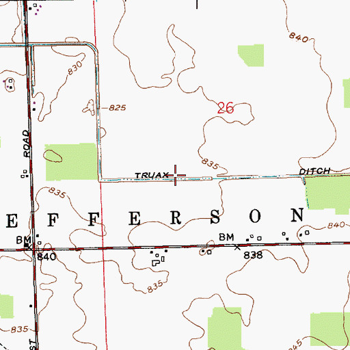 Topographic Map of Truax Ditch, IN
