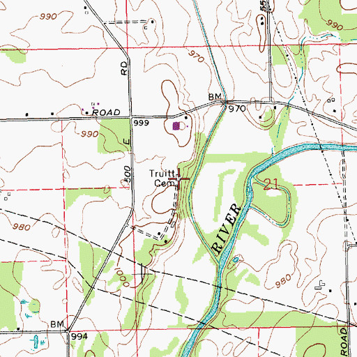 Topographic Map of Truitt Cemetery, IN