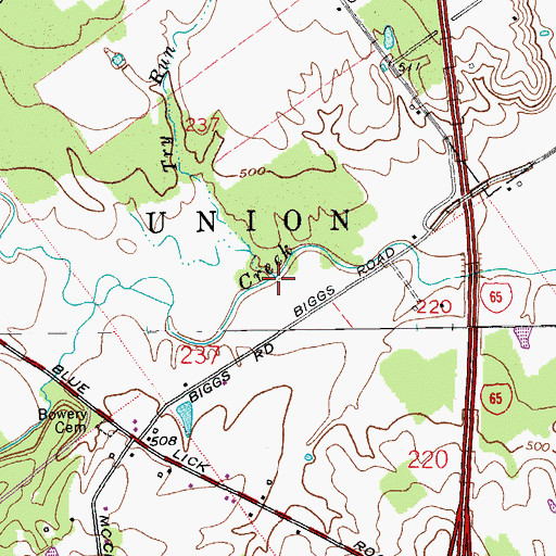 Topographic Map of Try Run, IN