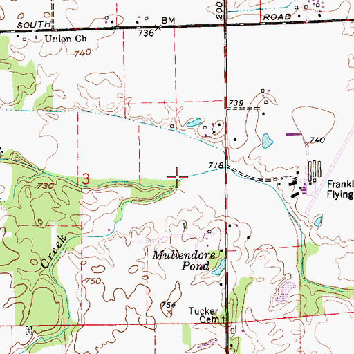 Topographic Map of Tucker Creek, IN