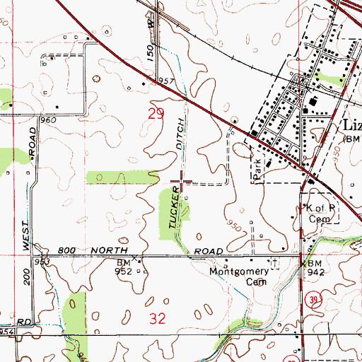 Topographic Map of Tucker Ditch, IN