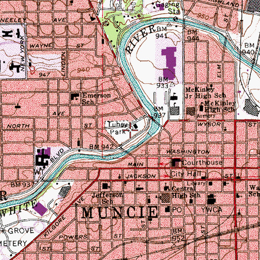 Topographic Map of Tuhey Park, IN