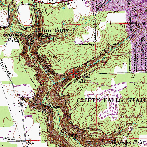 Topographic Map of Tunnel Falls, IN