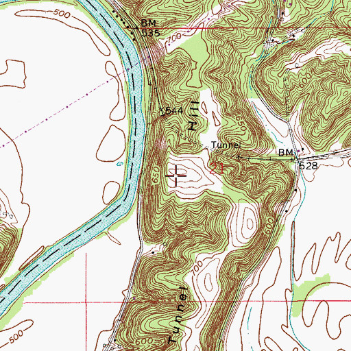 Topographic Map of Tunnel Hill, IN