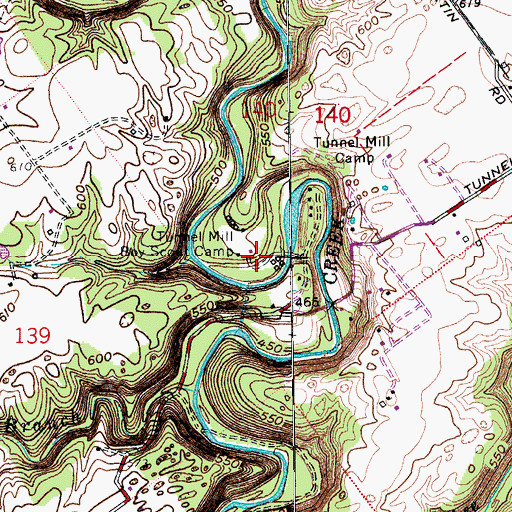Topographic Map of Tunnel Mill Boy Scout Camp, IN