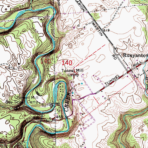 Topographic Map of Tunnel Mill Camp, IN