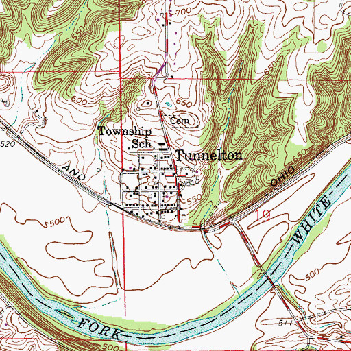 Topographic Map of Tunnelton, IN