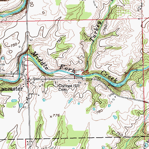 Topographic Map of Turkey Branch, IN