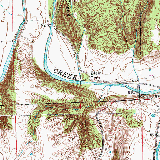 Topographic Map of Turkey Creek, IN