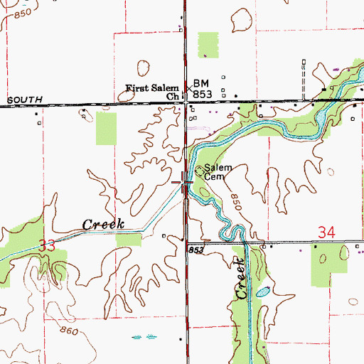 Topographic Map of Turkey Creek, IN