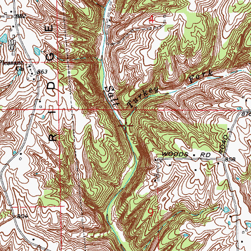 Topographic Map of Turkey Fork, IN