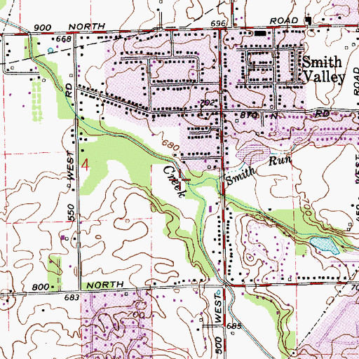 Topographic Map of Turkey Pen Creek, IN