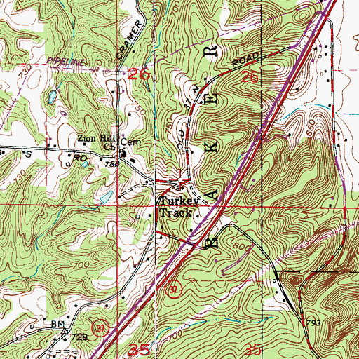 Topographic Map of Turkey Track, IN