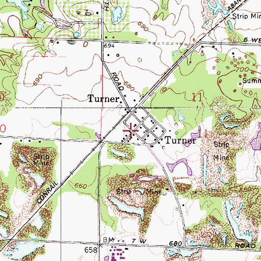 Topographic Map of Turner, IN
