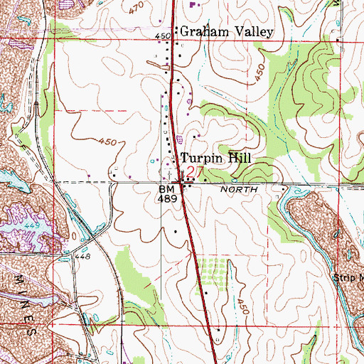 Topographic Map of Turpin Hill, IN
