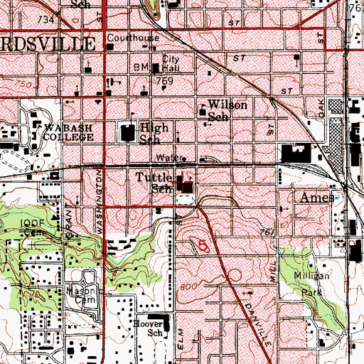 Topographic Map of Tuttle School, IN