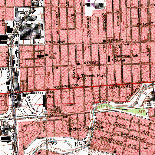 Topographic Map of Tuxedo Park Baptist Church, IN