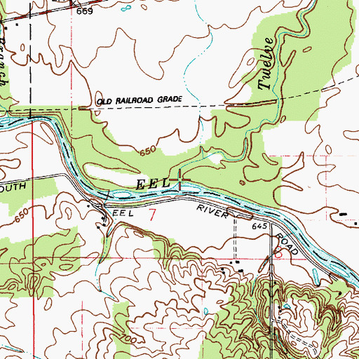 Topographic Map of Twelve Mile Creek, IN