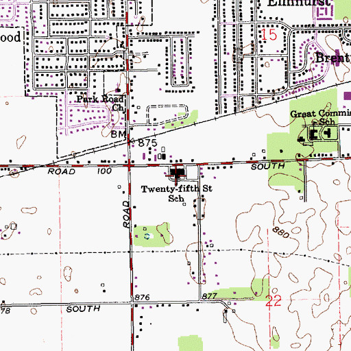 Topographic Map of Twenty-Fifth Street Elementary School, IN