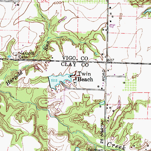 Topographic Map of Twin Beach, IN