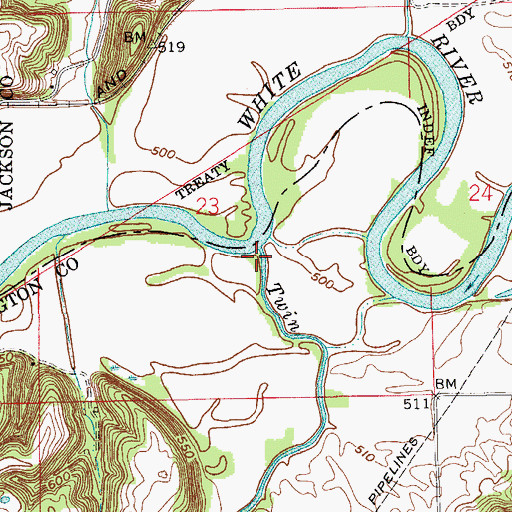Topographic Map of Twin Creek, IN