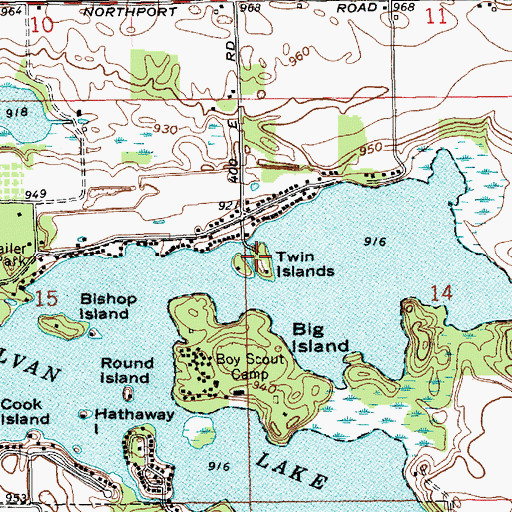 Topographic Map of Twin Island, IN