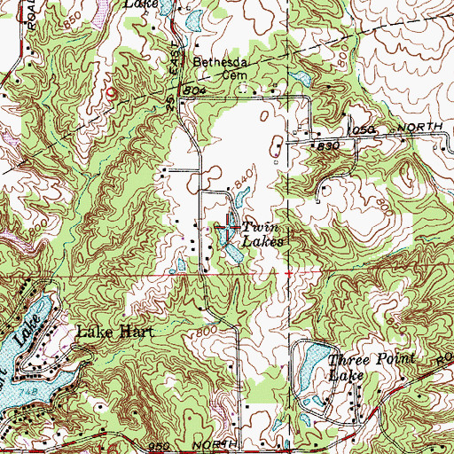 Topographic Map of Saint Mary-of-the-Woods Lake, IN