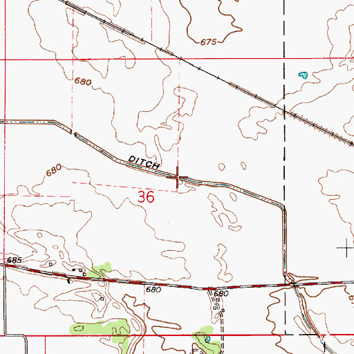 Topographic Map of Tyler Ditch, IN