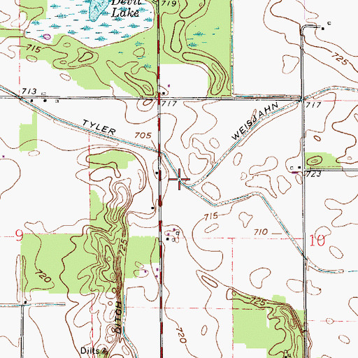 Topographic Map of Tyler Weisjahn Ditch, IN