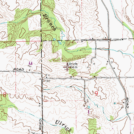 Topographic Map of Ulrich Cemetery, IN