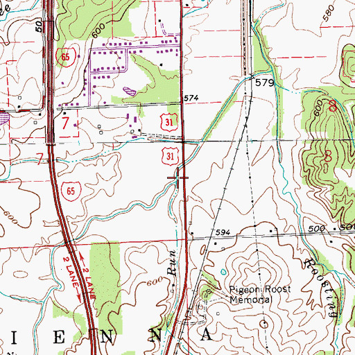 Topographic Map of Underwood Run, IN