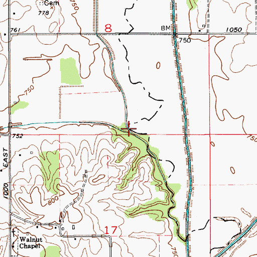 Topographic Map of Union Branch, IN