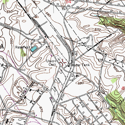 Topographic Map of Union Cemetery, IN