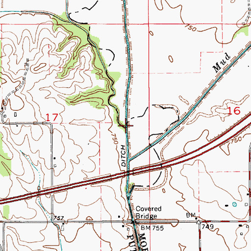 Topographic Map of Belle Union Branch Cemetery, IN