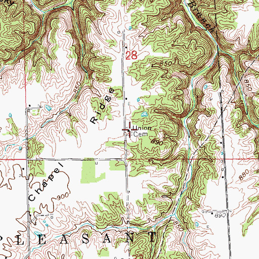 Topographic Map of Union Cemetery, IN