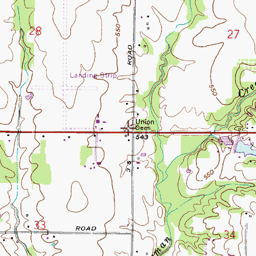Topographic Map of Union Cemetery, IN