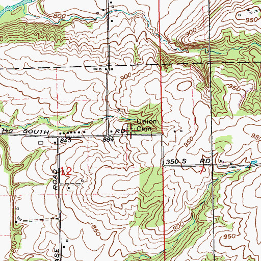 Topographic Map of Union Cemetery, IN