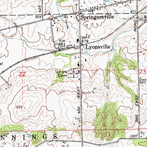 Topographic Map of Union Cemetery, IN
